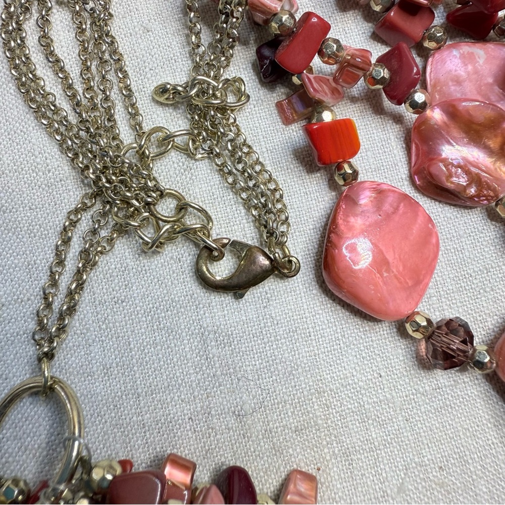 Multi Stranded Cranberry Colored Shell And Crysta… - image 6